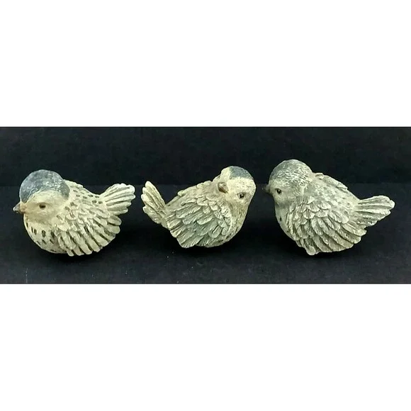 3 Mini Birds Figurine Cute Window Shelf Decoration Resin - Picture 4 of 12